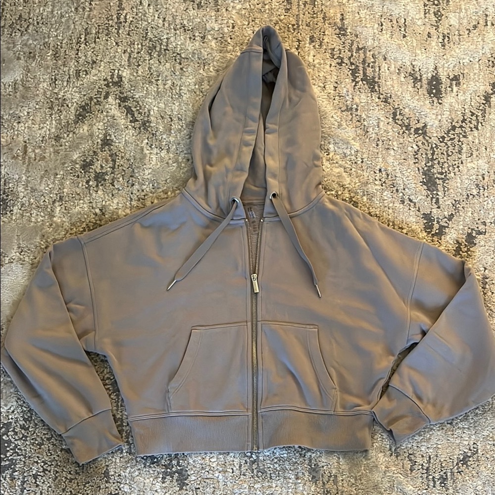 CALVIN KLEIN Gray Women's Cropped Zip-up Hoodie Jacket